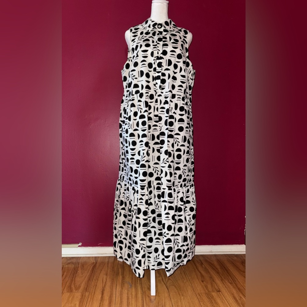 Rachel Zoe Geo Print Sleeveless Maxi Dress EUC